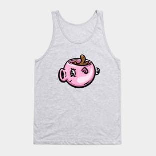 Piggy Pig Coffee Cup Cartoon Illustration Tank Top